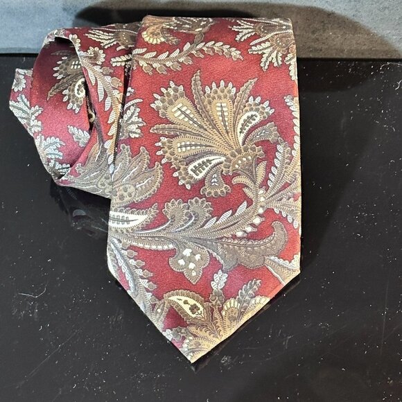 Dior Mid Century Modern Ties Neckwear Tie 100% All Silk Brown Baroque Paisley - Picture 9 of 14